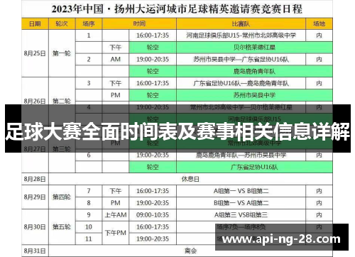 足球大赛全面时间表及赛事相关信息详解 足球大赛全面时间表及赛事相关信息详解