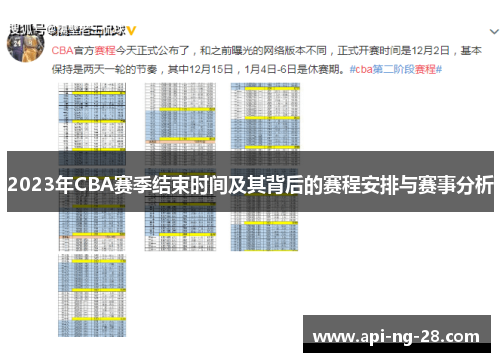 2023年CBA赛季结束时间及其背后的赛程安排与赛事分析